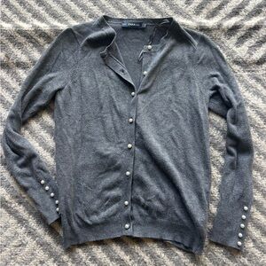 Zara Charcoal Button-Up Cardigan